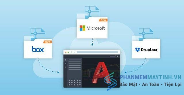 Autodesk autocad 2020 cộng tác với Microsoft và Box
