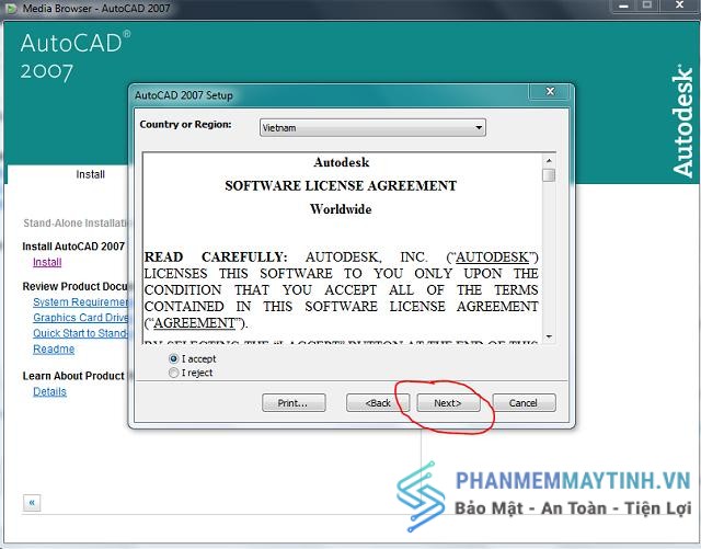 Hướng dẫn tải và cài đặt autocad 2007