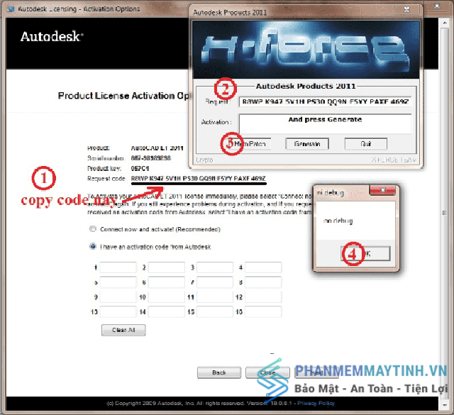 Copy code tại mục Request code