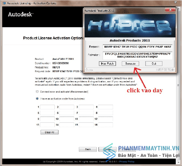 Copy dòng code trong mục Activation