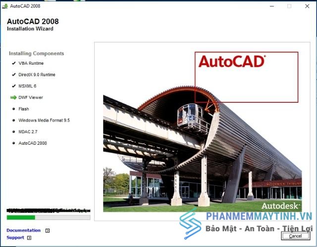 Chờ đợi hệ thống tự động cài đặt vào máy