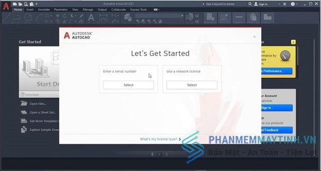 Mở phần mềm Autocad 2021