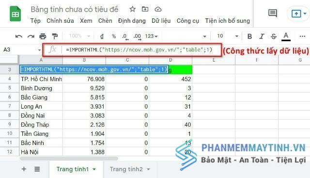 Thêm giữ liệu từ Website vào Excel