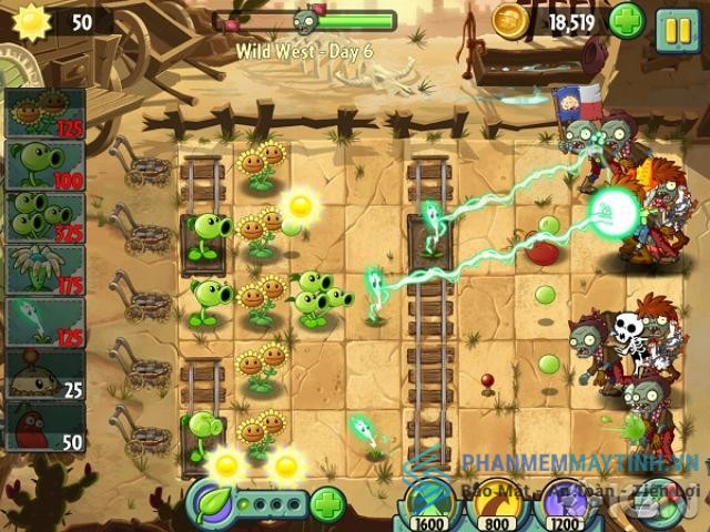 Tính năng của plants vs zombies 2