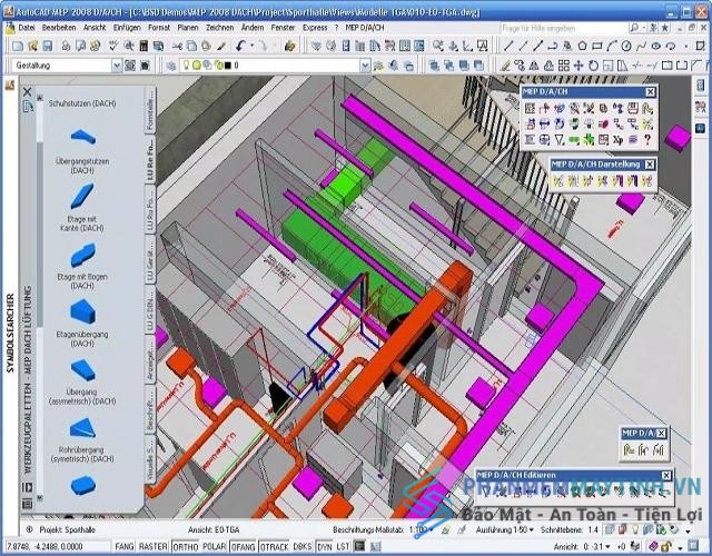 Autocad bản 2008 sở hữu giao diện sử dụng trực quan, chi tiết