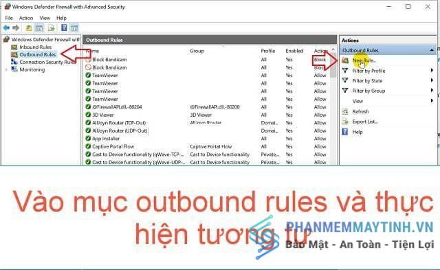 Vào mục Outbound