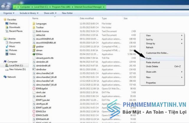 Chọn “Paste” để dán file đã Copy trước đó
