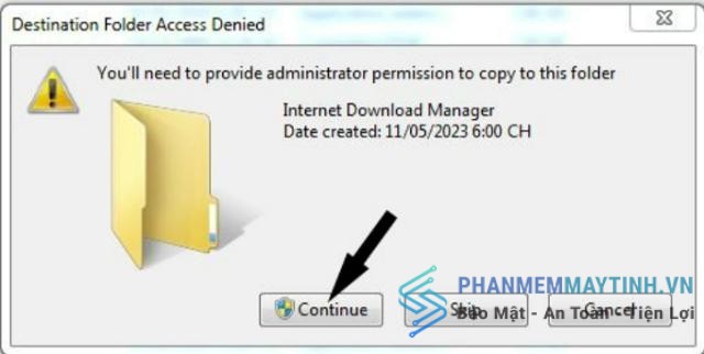 Nhấn chọn “Continue” để tiếp tục quá trình