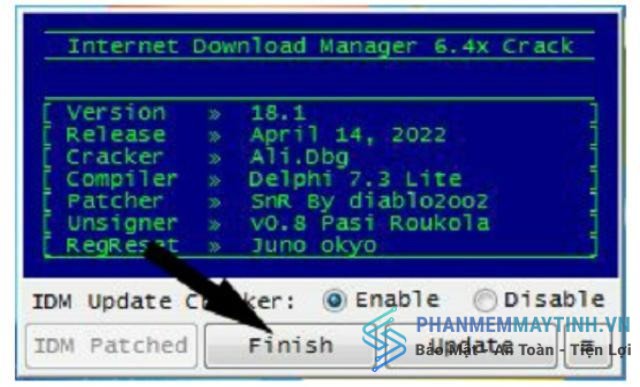 Nhấn Finish để tắt phần mềm