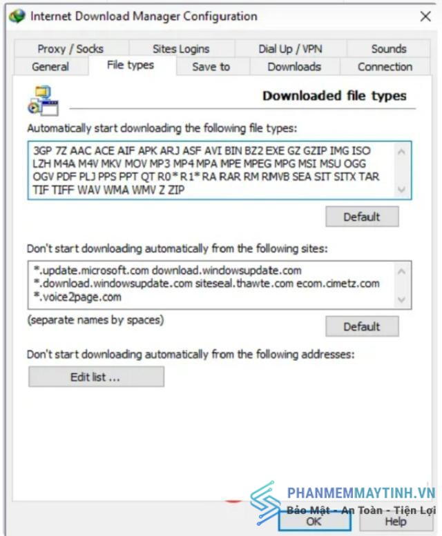 Tùy chỉnh định dạng file tải