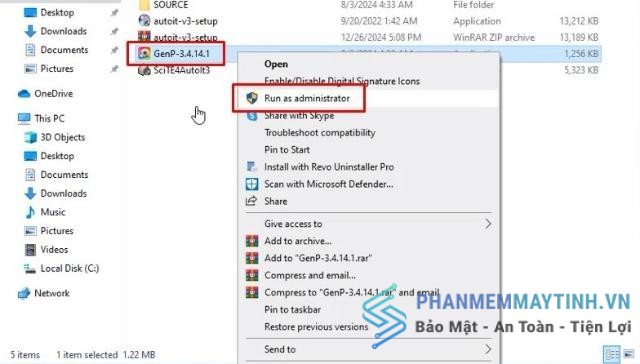 Bấm chuột phải SciTE4AutoIt.exe và chọn Run as Administrator