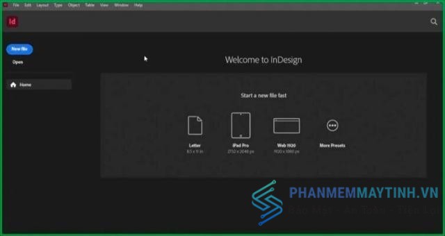 Giao diện phần mềm Adobe Indesign 2022