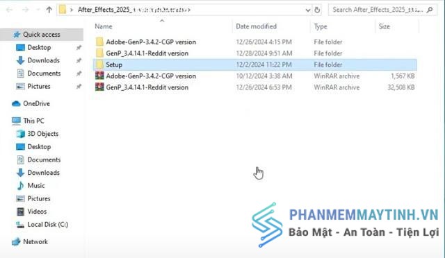 Giải nén file After Effects CC 2025
