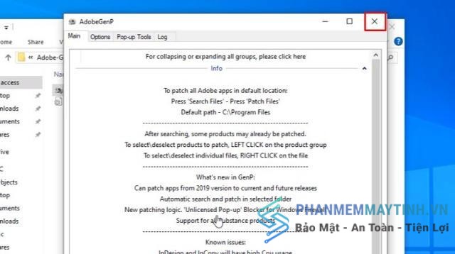 Bấm X để hoàn tất kích hoạt After Effects 2025