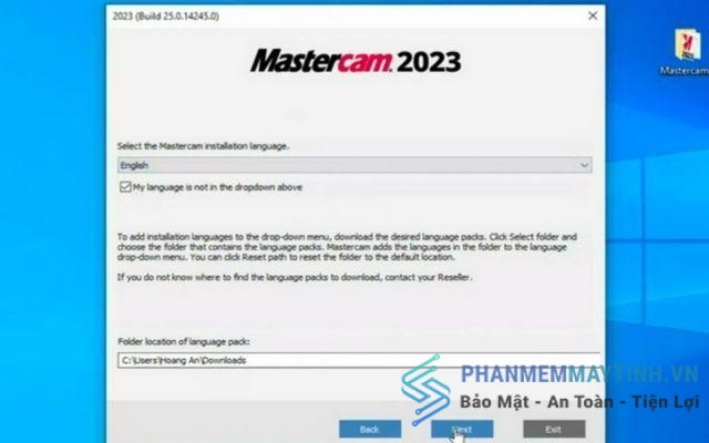 Chọn vào “Configure Mastercam”