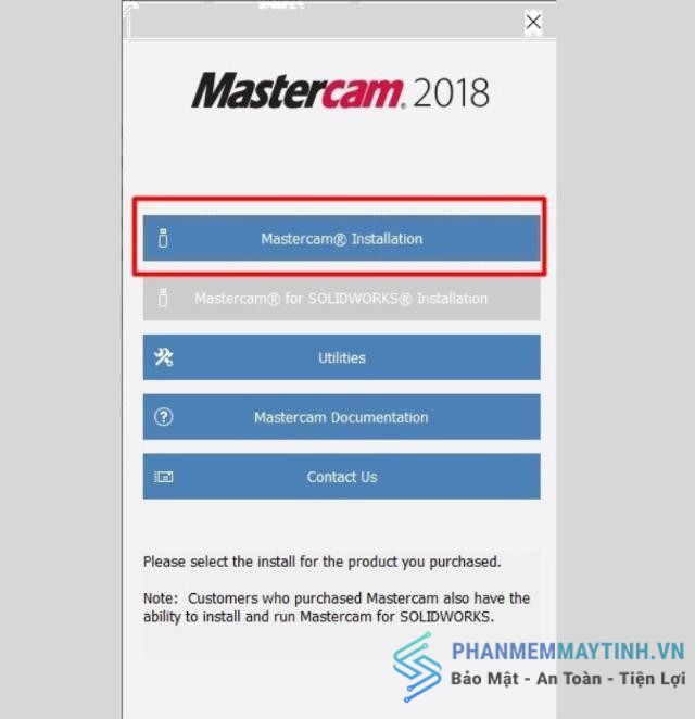 Chọn vào “Mastercam Installation”
