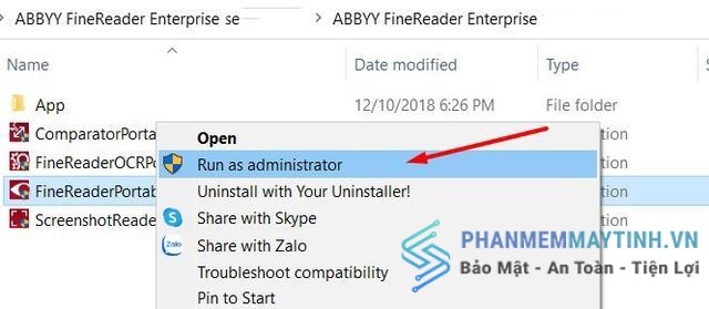 Chọn Run FineReader Portable