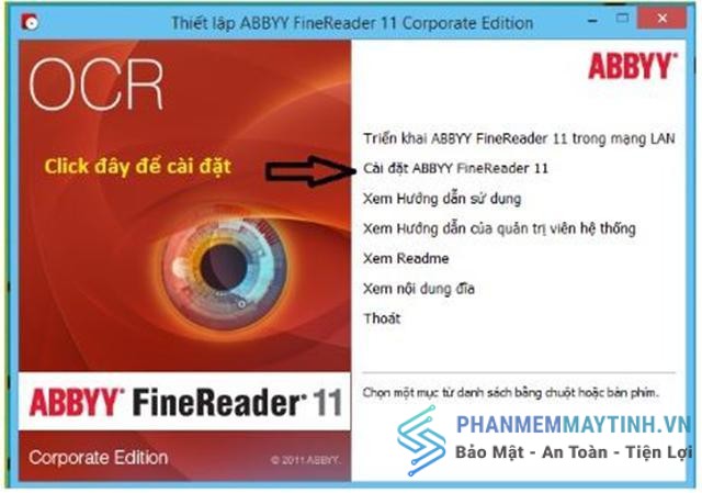 Chọn cài đặt ABBYY FineReader 11