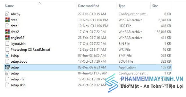 Chọn file Setup
