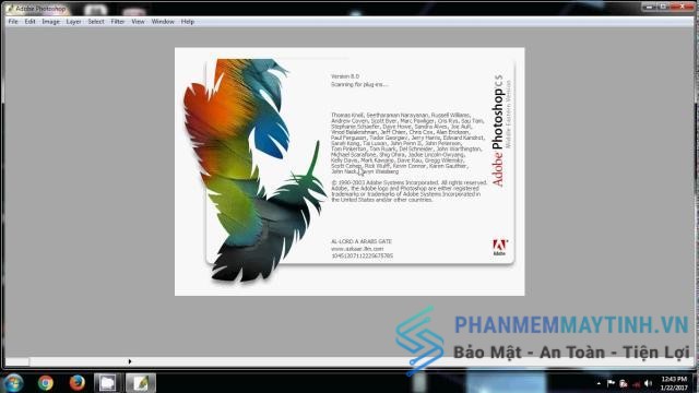 Giao diện chính của phần mềm Photoshop 8.0