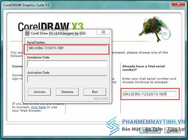 Nhập Serial Number