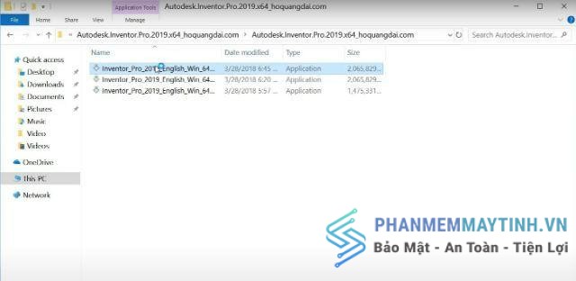 Khởi động 1 trong 3 file trong hình