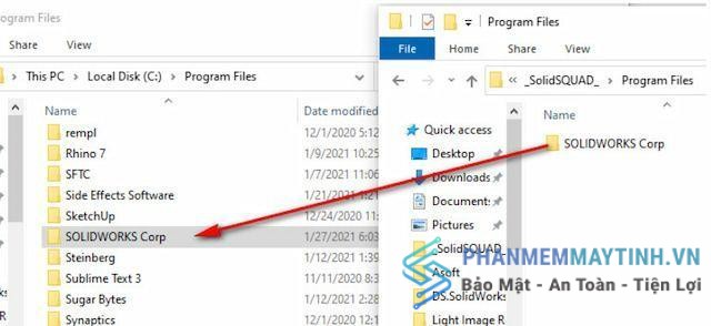Sao chép thư mục “SOLIDWORKS Corp”