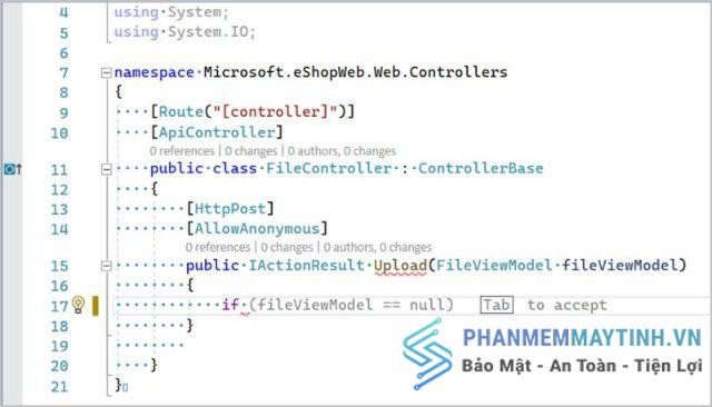 Visual Studio bản 2022 hỗ trợ IntelliCode