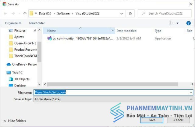 Vào thư mục lưu trữ và mở tệp “VisualStudioSetup.exe”