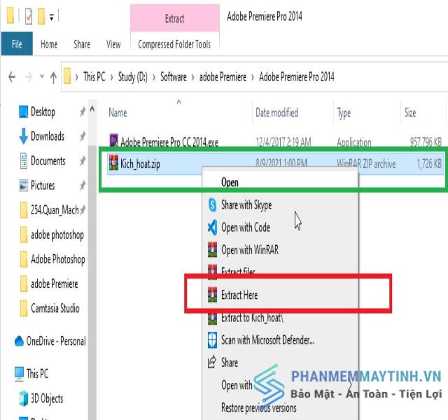 Giải nén file kích hoạt