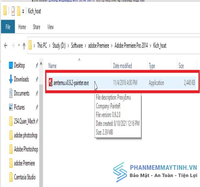 Kích hoạt file amtemu.v0.9.2-painter.exe