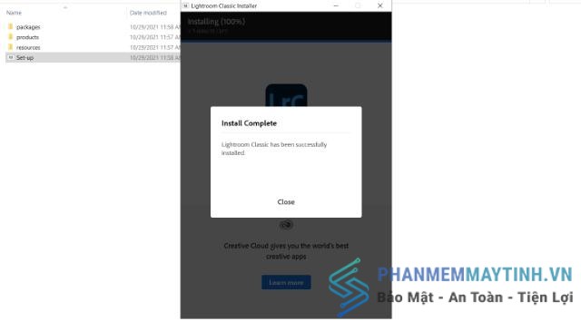 Nhấn Close và khởi động để sử dụng Lightroom 2022Nhấn Close và khởi động để sử dụng Lightroom 2022