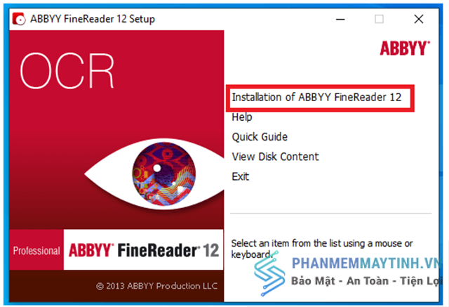 Chọn dòng chữ “Installation of ABBYY FineReader 12”