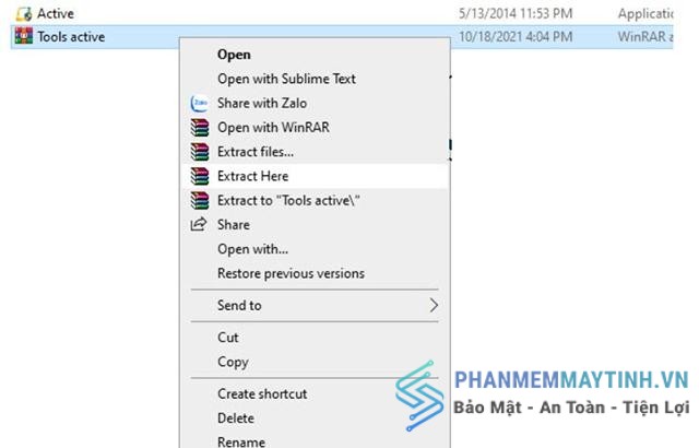 Giải nén file kích hoạt