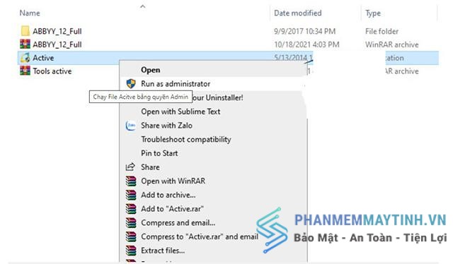 Chạy file Active