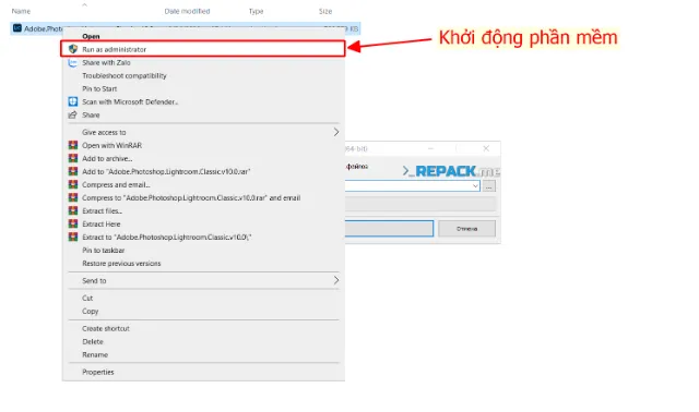 Khởi động phần mềm bằng cách chọn Run as administrator