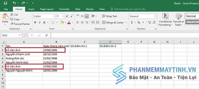 Dữ liệu đang bị trùng nhau