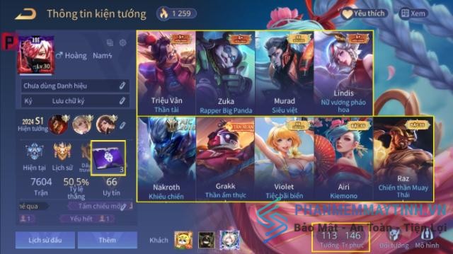 Tặng acc liên quân vip